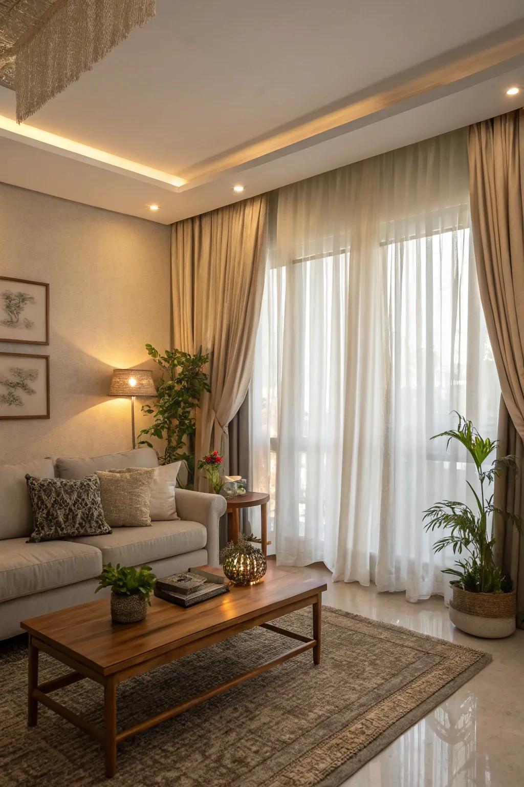 Enhance your living space with floor-to-ceiling draperies, injecting a sophisticated nuance of grandeur.