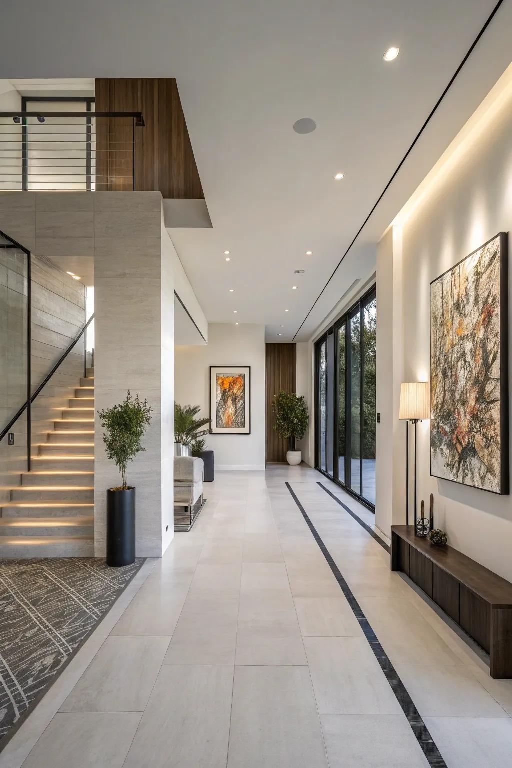 A minimalist lobby illustrating starkness and sophistication