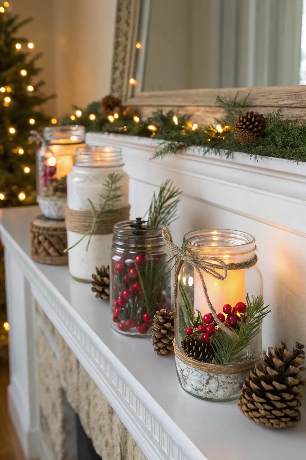 Enhance festive delight with glass jars celebrating the holidays.