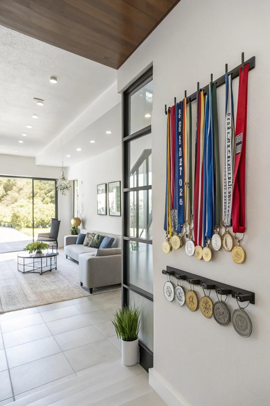 Enhance your space with refined wall-mounted racks for your medals.