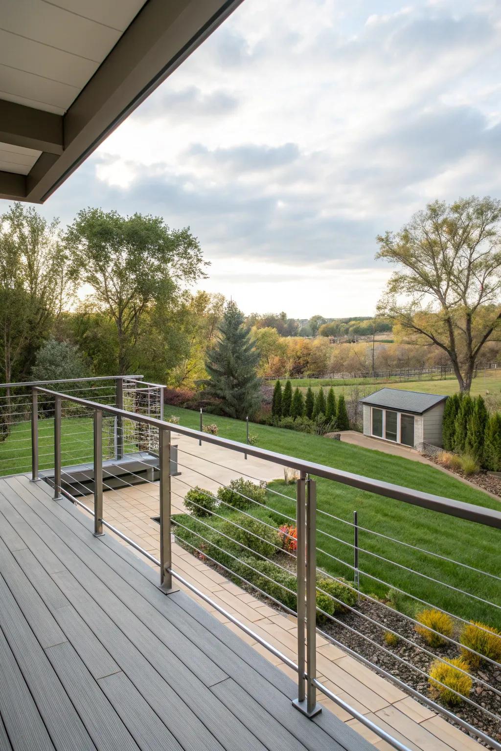 Horizontal bars lend a modern, clean touch to any deck.