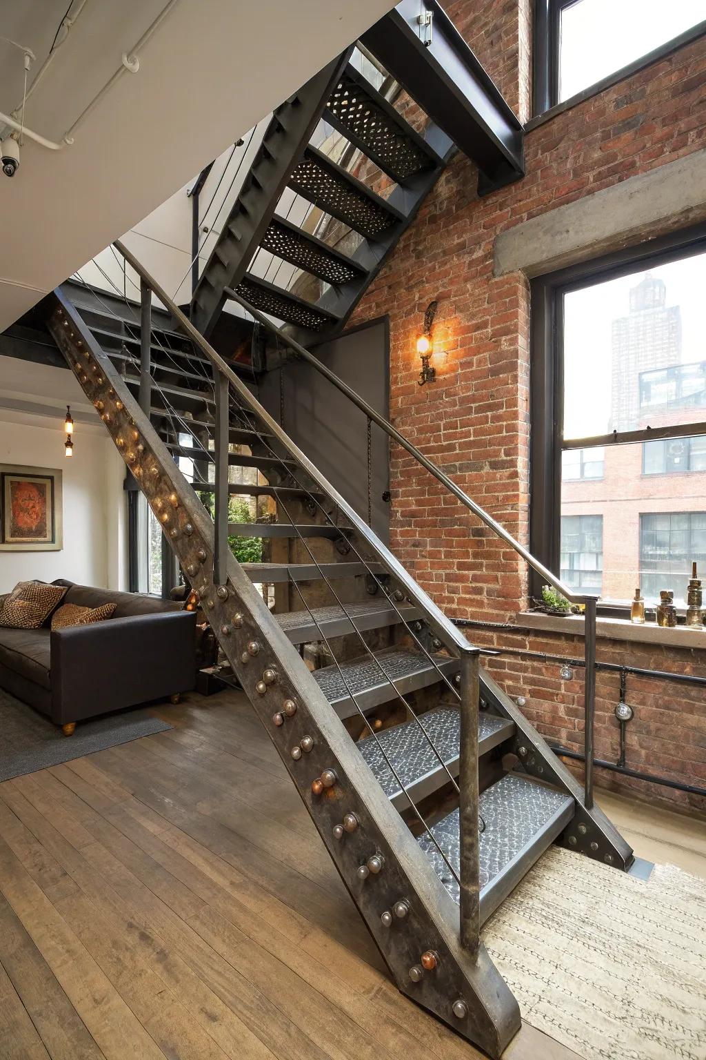 This metal staircase beautifully combines industrial charm with modern-day design.