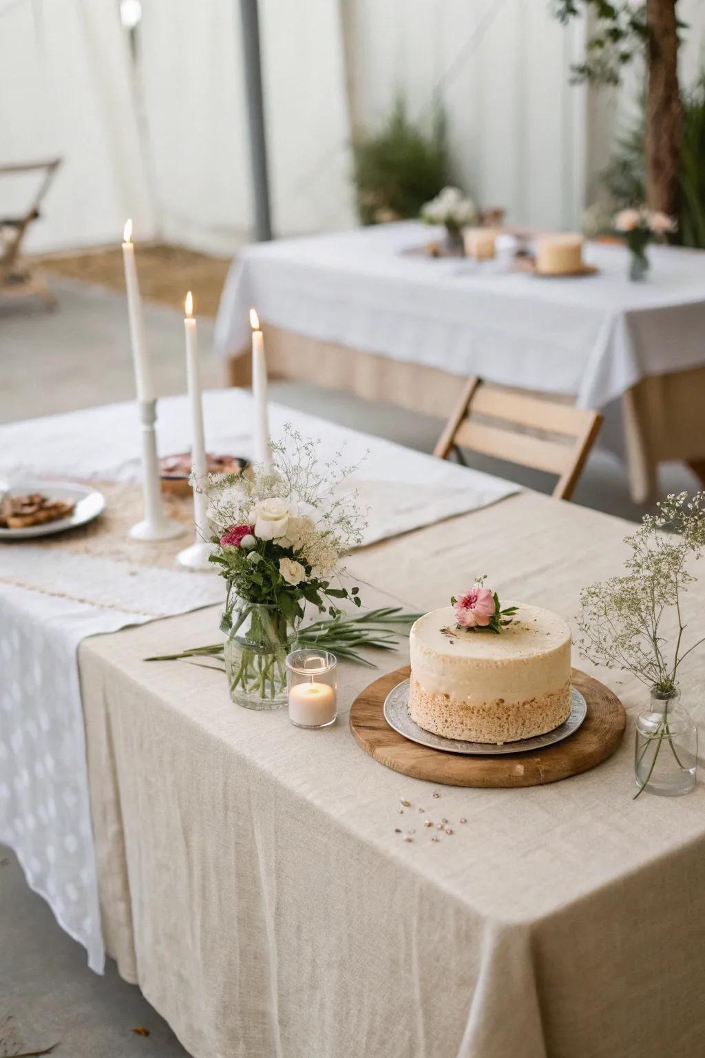 Neutral tones create a tranquil backdrop, perfect for a minimalist birthday celebration.