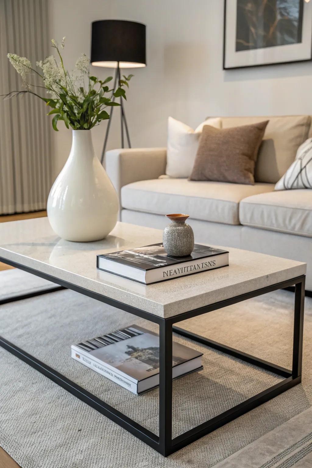 Elegance in simplicity with a minimalist coffee table design.