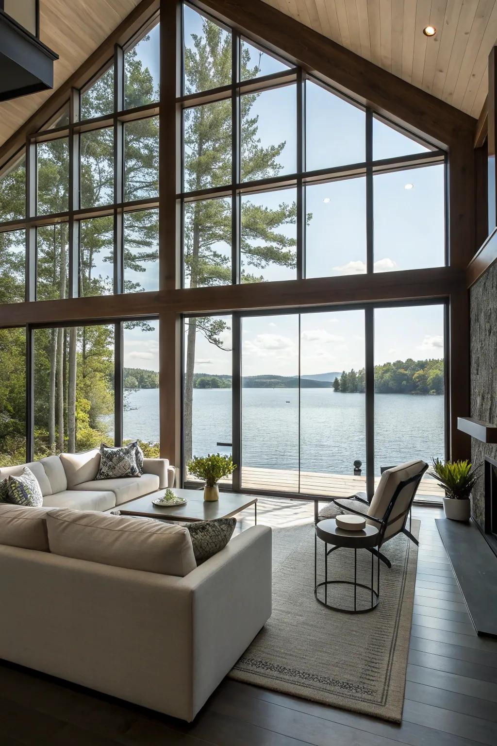 Connect your area to the outdoors with substantial windows.