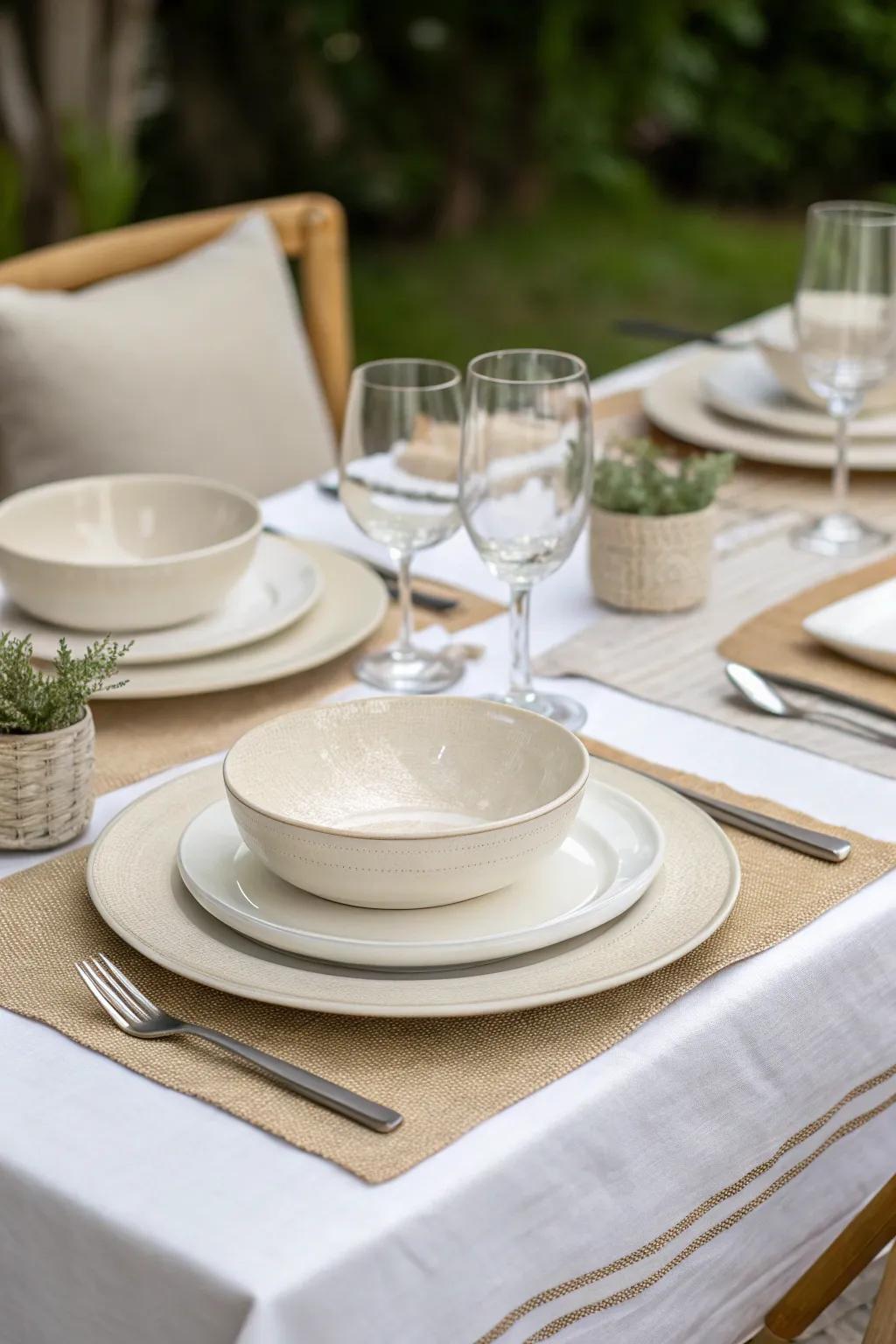 Subdued hues establish the ideal foundation for a modern dining ambiance.