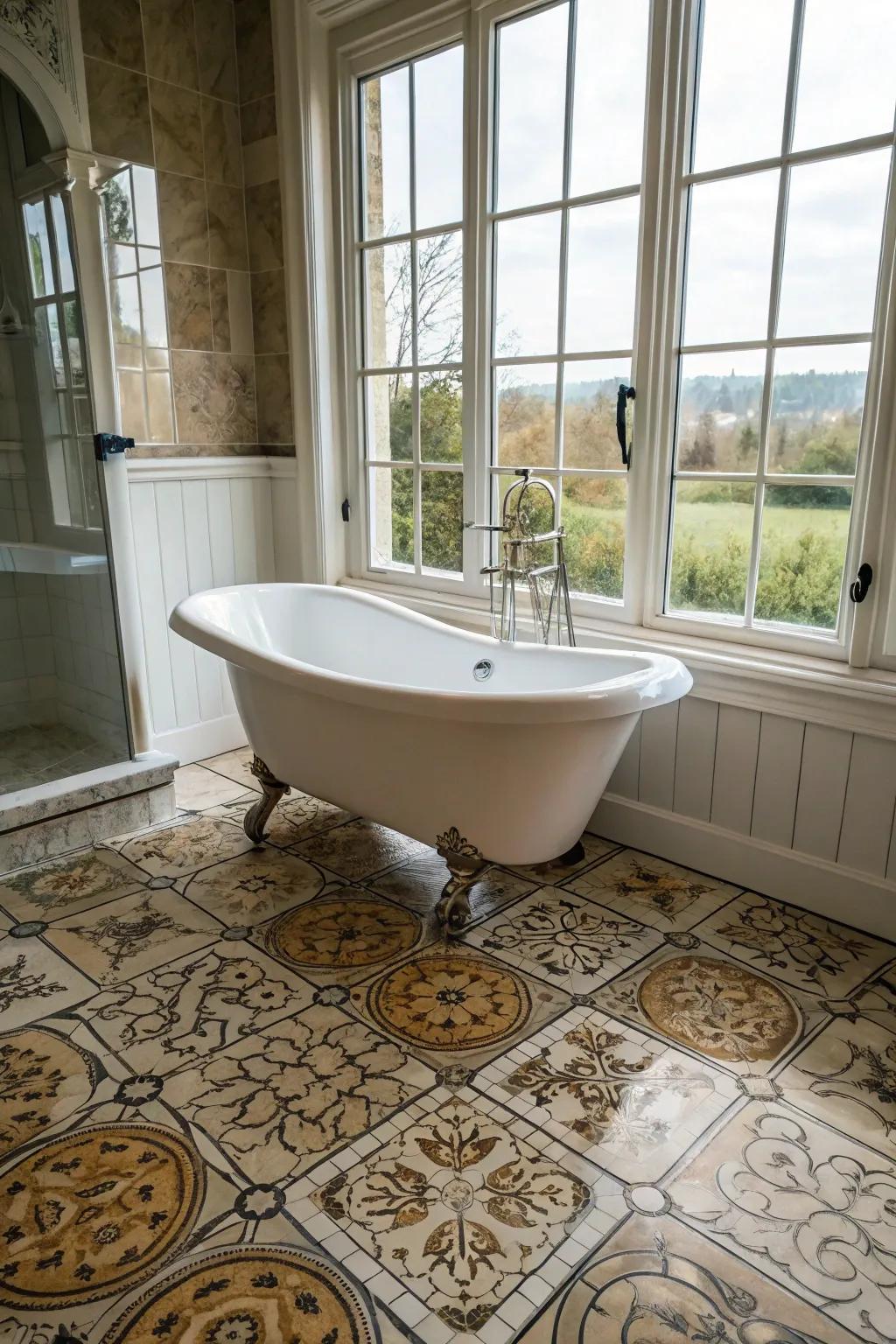 The eternal appeal of a clawfoot tub showcased in a contemporary environment.