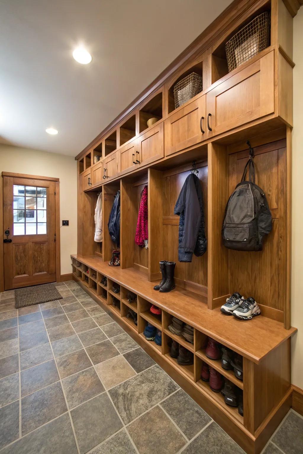 Bespoke storage ensures a designated place for every item.