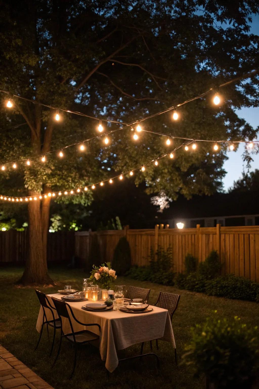 Luminous strands imbue any garden setting with a touch of enchantment.