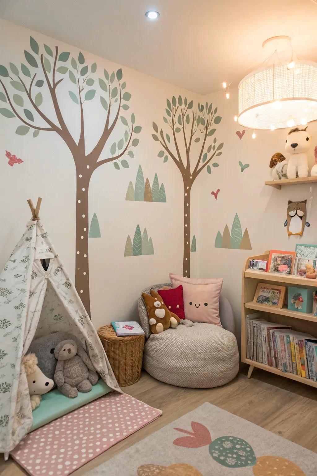 A charming enchanted woods-inspired nursery filled with sylvan allure.