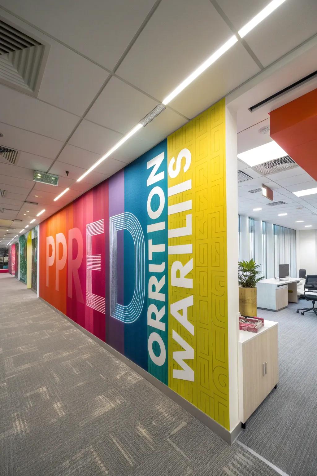 Invigorate your workspace through the strategic application of bold shades and empowering expressions.