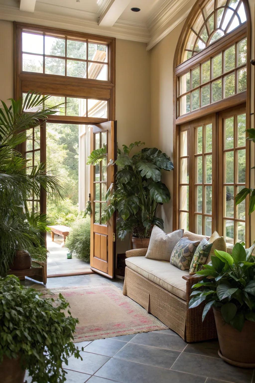 A sun-drenched entryway crafts an inviting and pleasant ambiance.