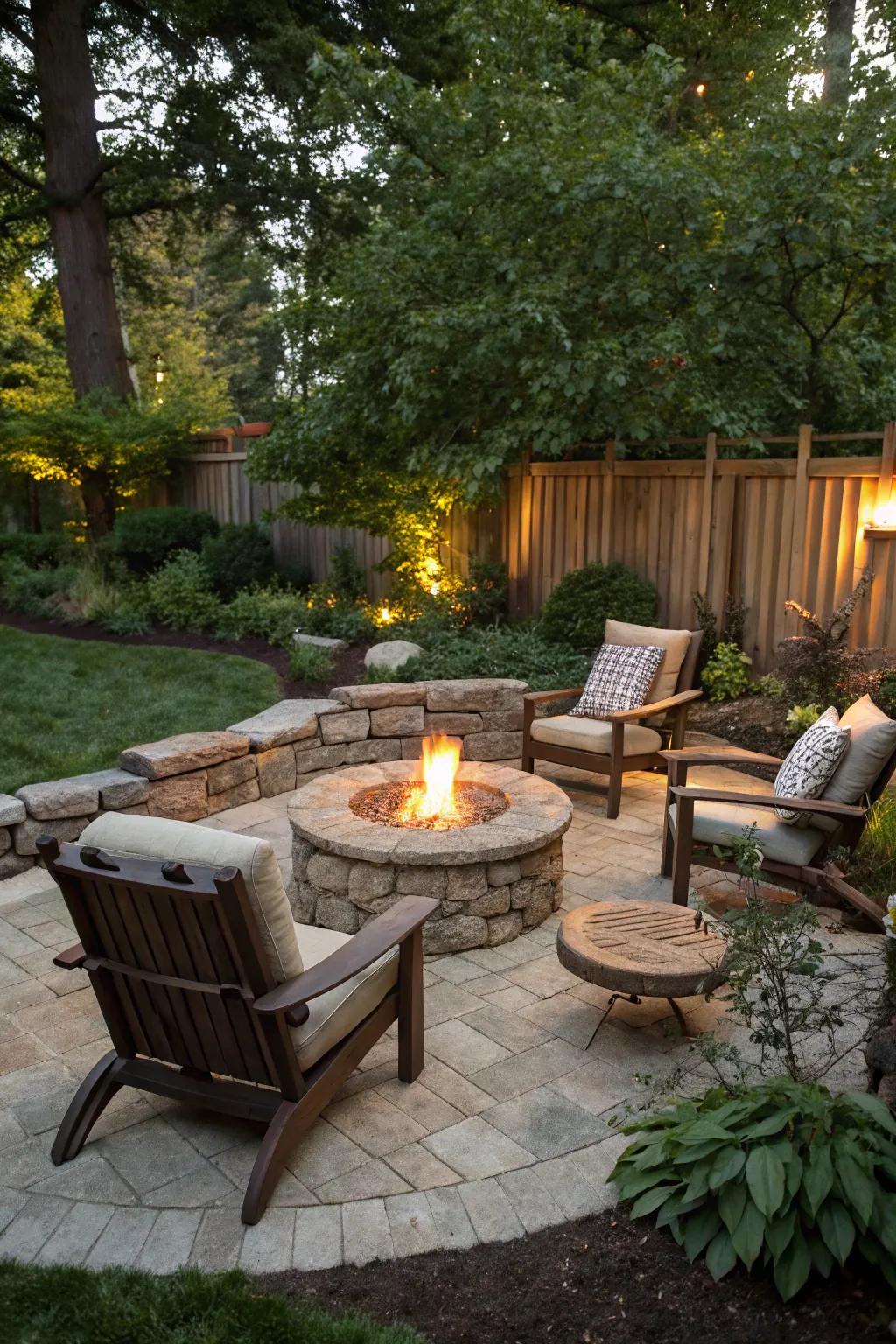 An inviting hearth area ideal for evening gatherings.