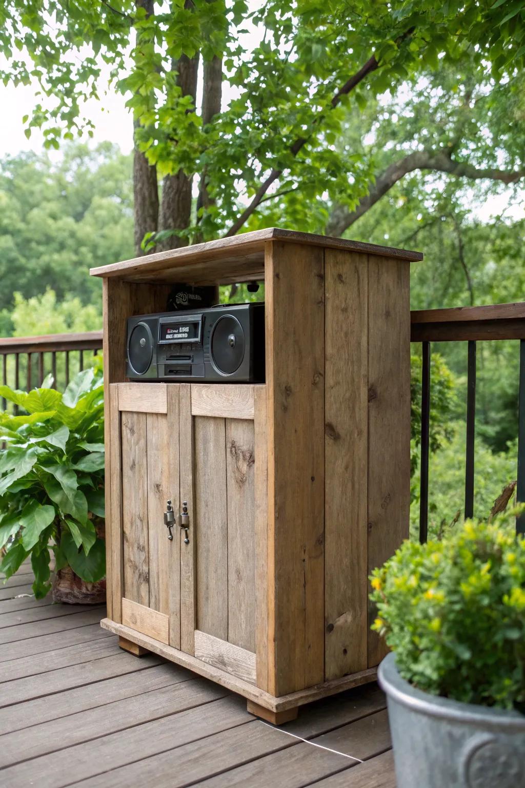 An all-weather timber housing effortlessly merges into the outside setting.