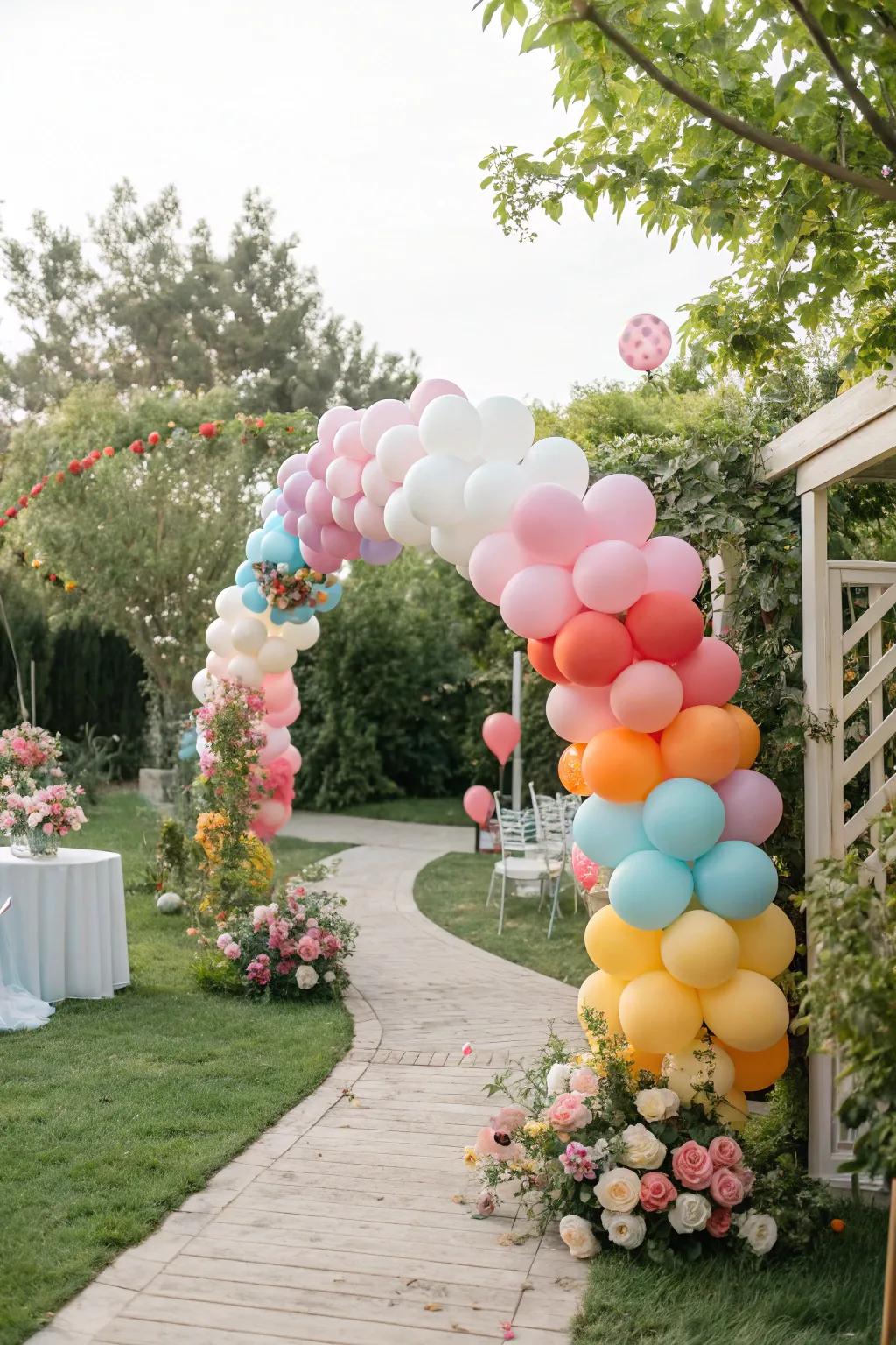 Radiant inflatable orchestrations fashioning a joyous baby shower setting.