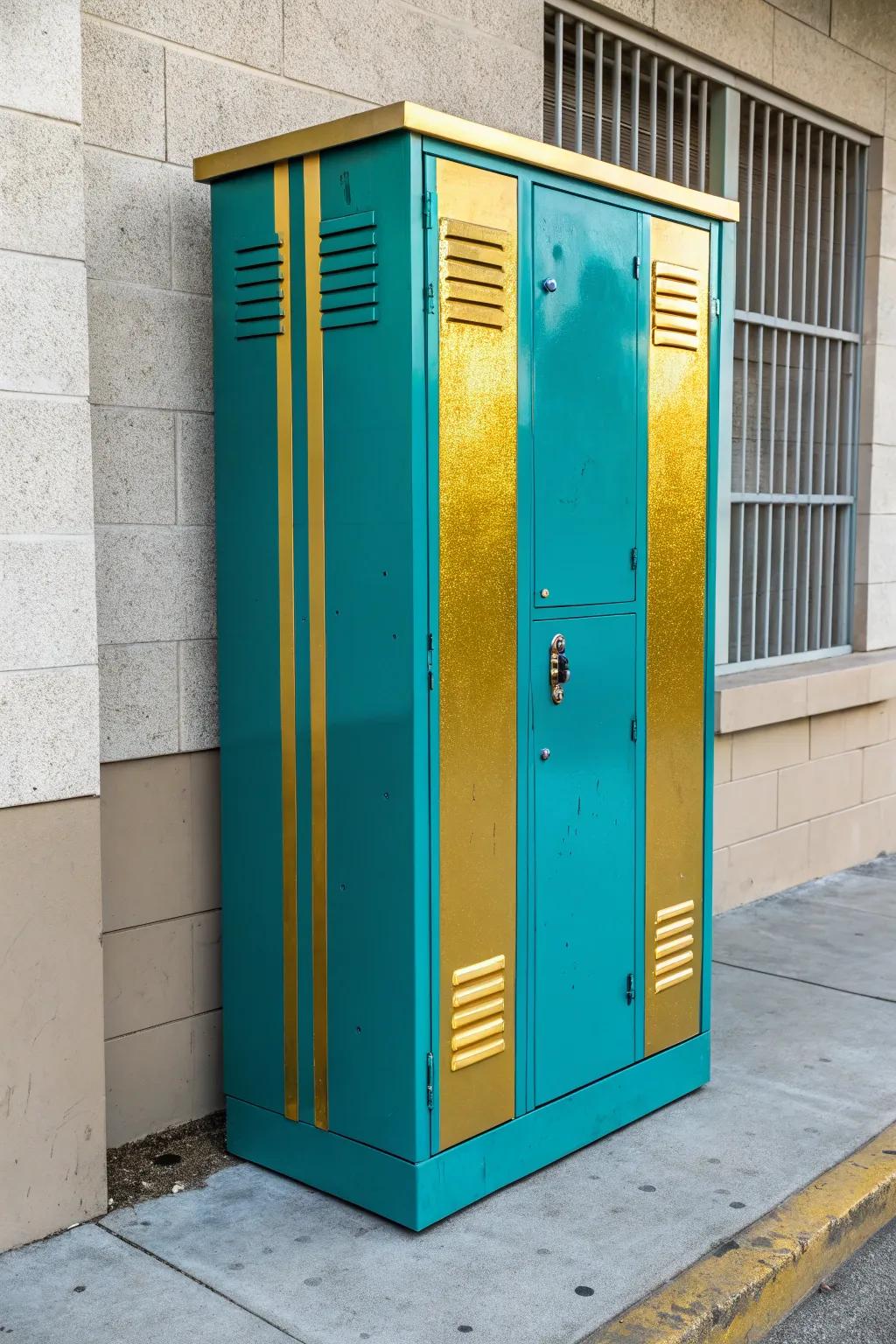 Create an impression using bold hues such as cerulean and gilt.