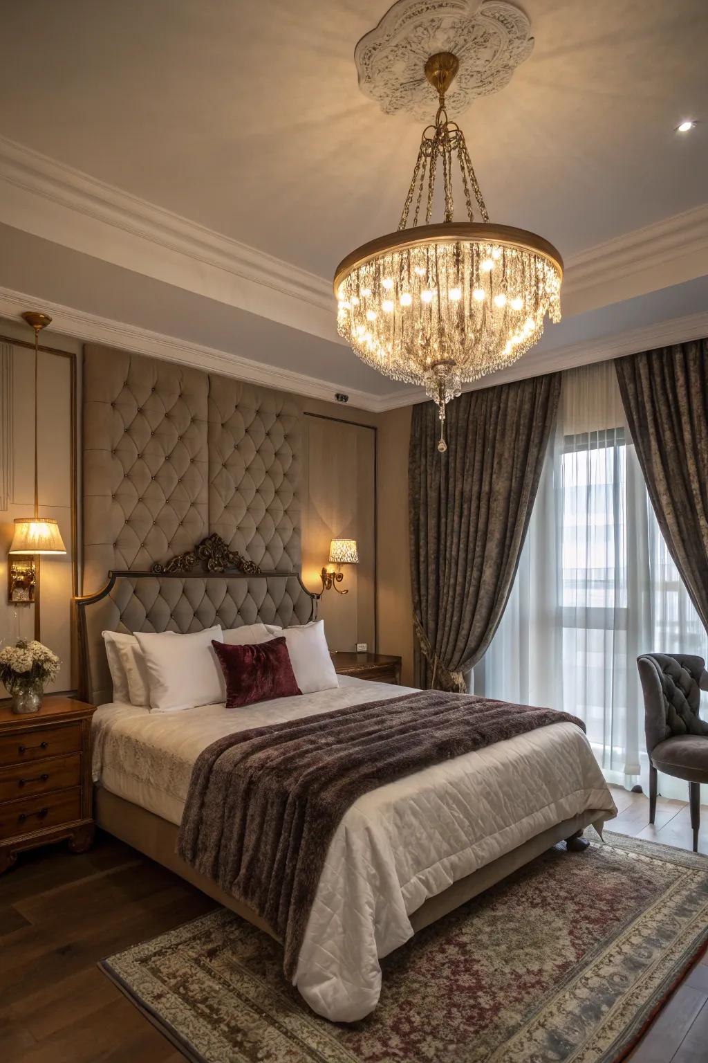An overhead fixture introduces a note of refinement and luxury.