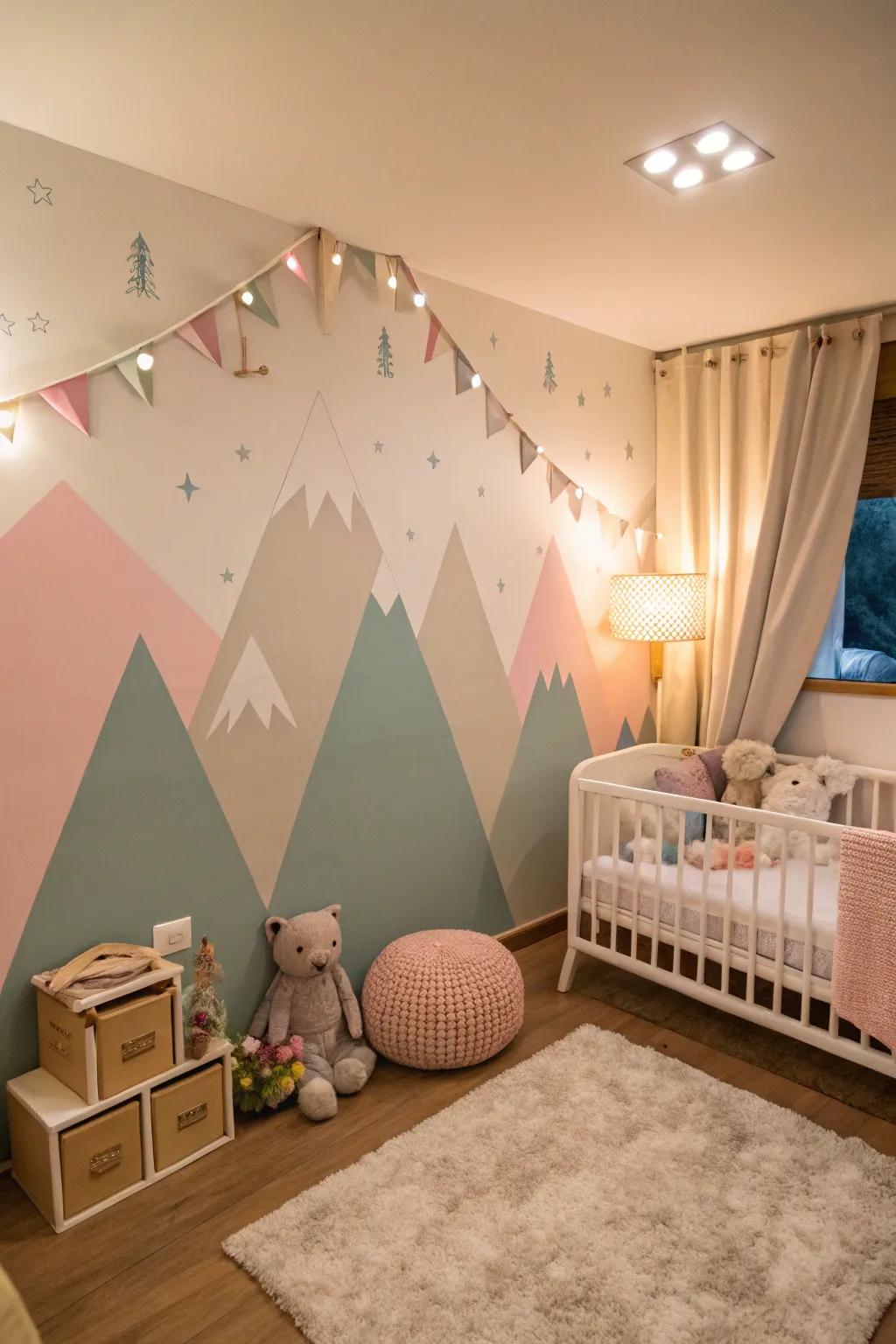 Geometric patterns lend a spirited and vibrant flair to any nursery setting.