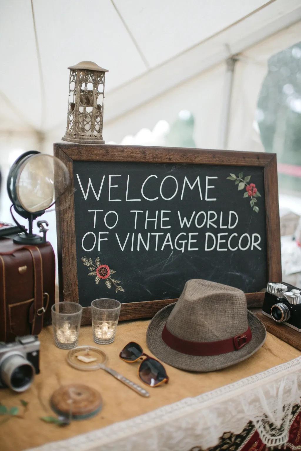 Utilize a chalkboard display to uniquely characterize your photographic corner.