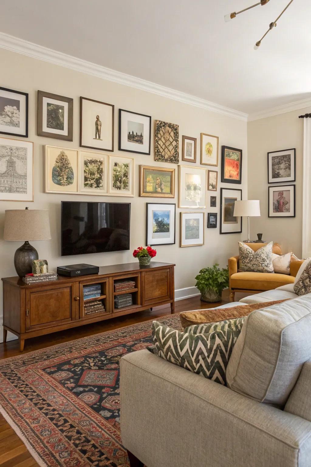 Classic gallery walls beautifully combine personal and curated art.