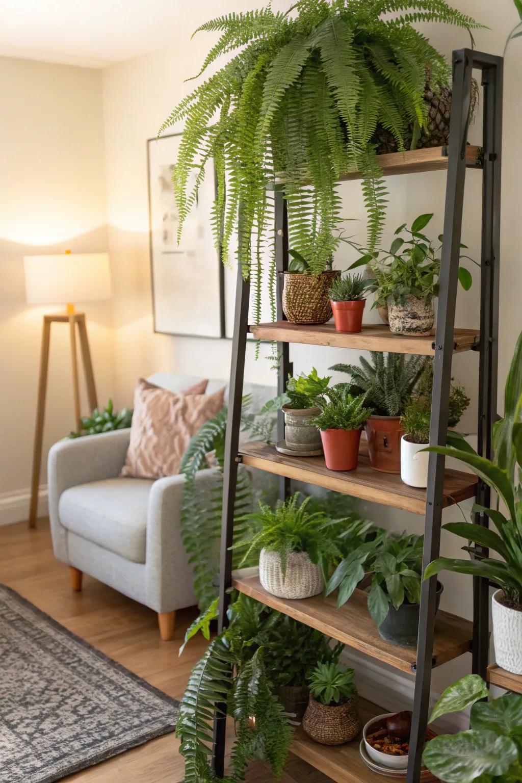 A plant display showcasing a variety of dimensions for a vibrant aesthetic.