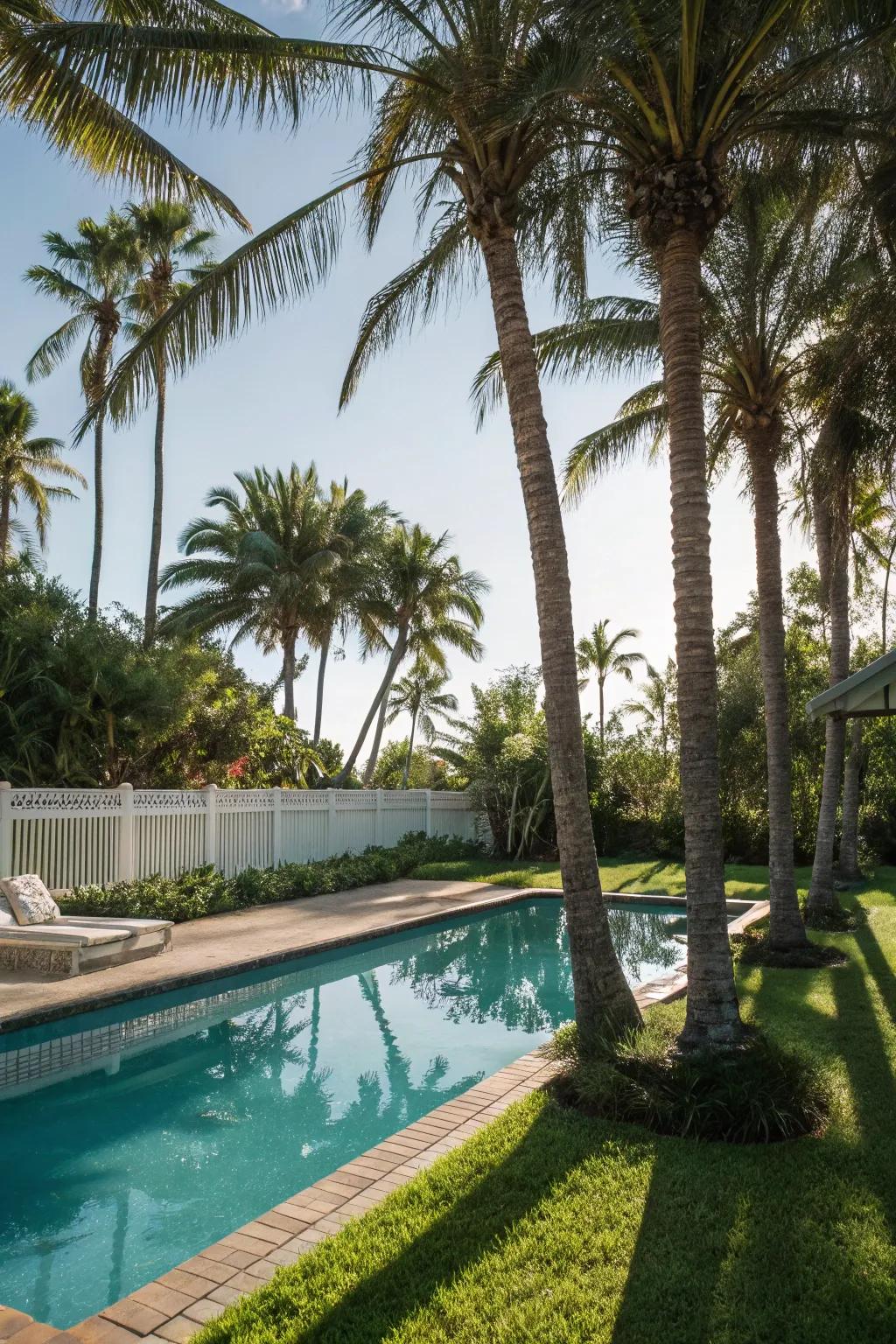 Palm trees lend a hint of tropical sophistication to any poolside.