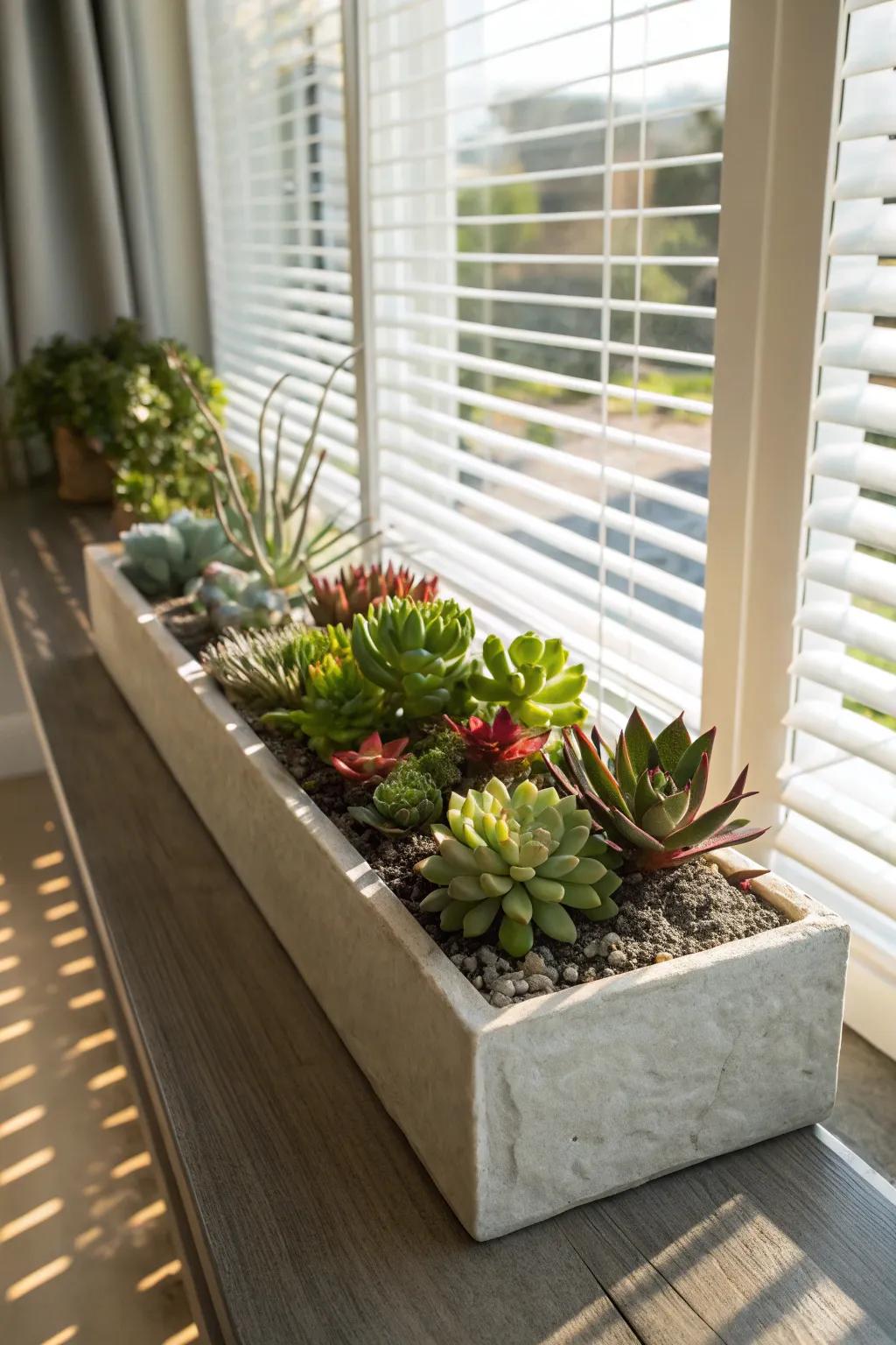 A chic succulent arrangement, ideal for enhancing your mother's favorite corner with greenery.