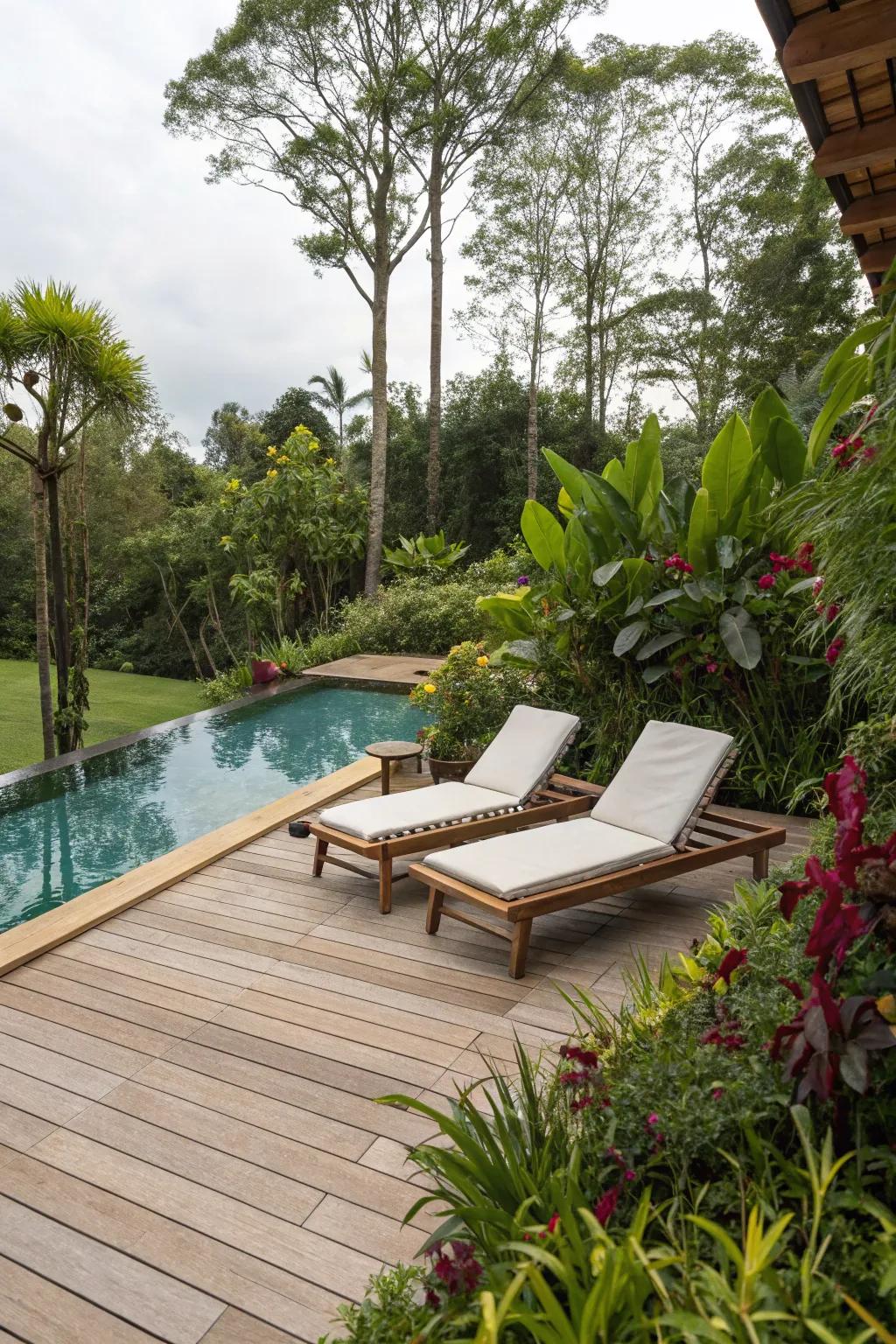 Introduce a sense of warmth and beauty to your pool with timber decking.