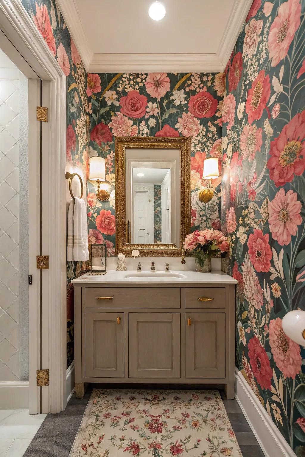 Bold floral designs have the ability to fill your guest bathroom with vibrancy and class.