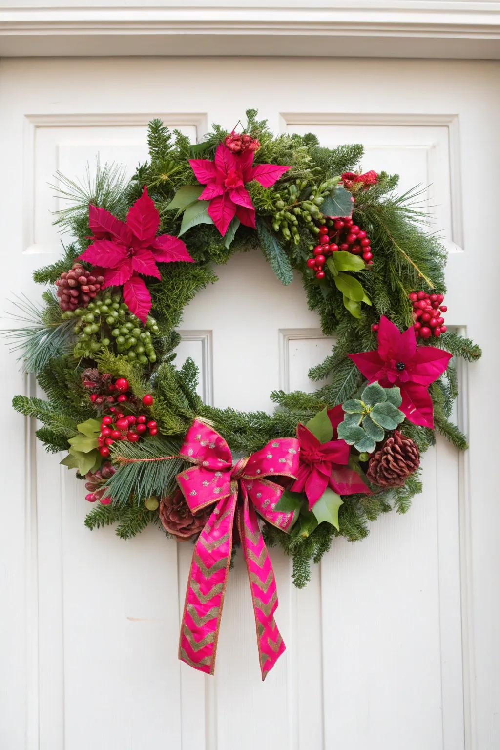 An animated, stylish Christmas garland in vivid hues.