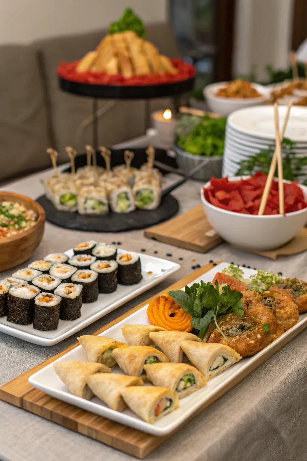 A curated selection of global appetizers sets the tone for the evening.