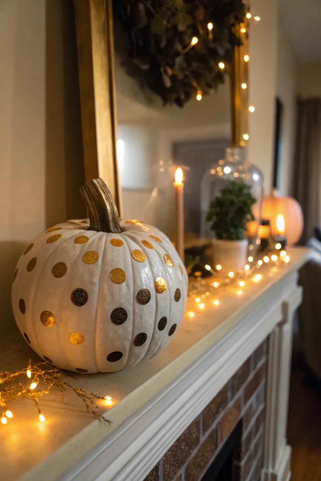 Metallic polka dots introduce a dash of refinement to your pumpkin display.