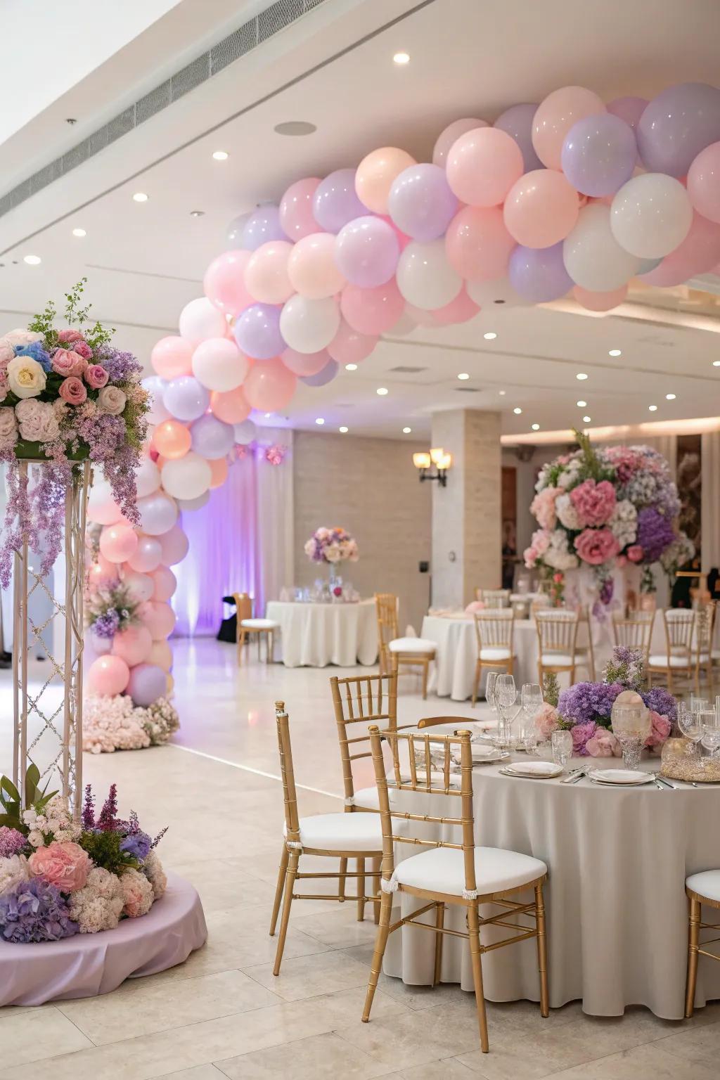 Pastel shades craft a dreamlike ambiance for a quinceañera.