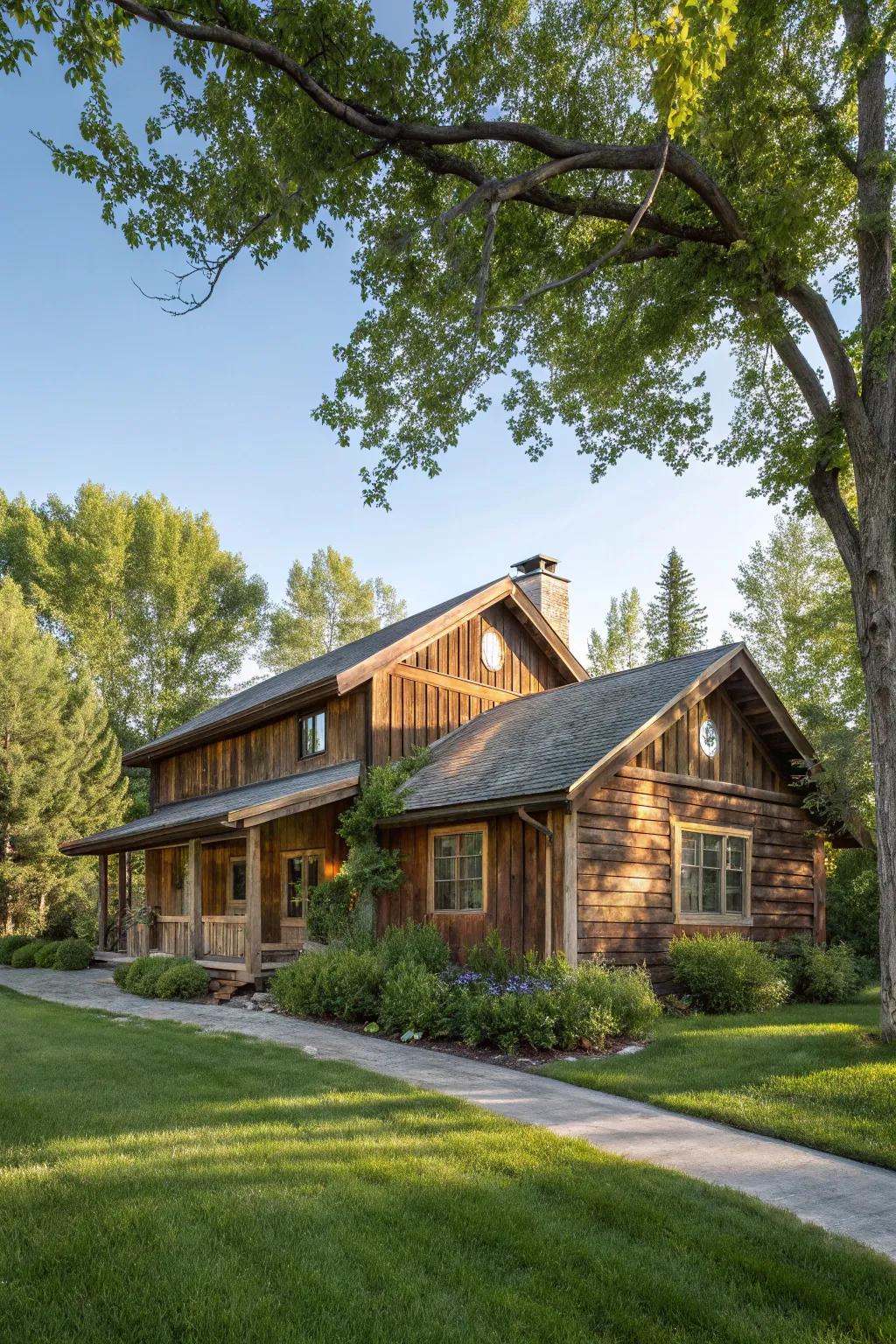 Traditional wood siding infuses timeless elegance into this ranch-style residence.