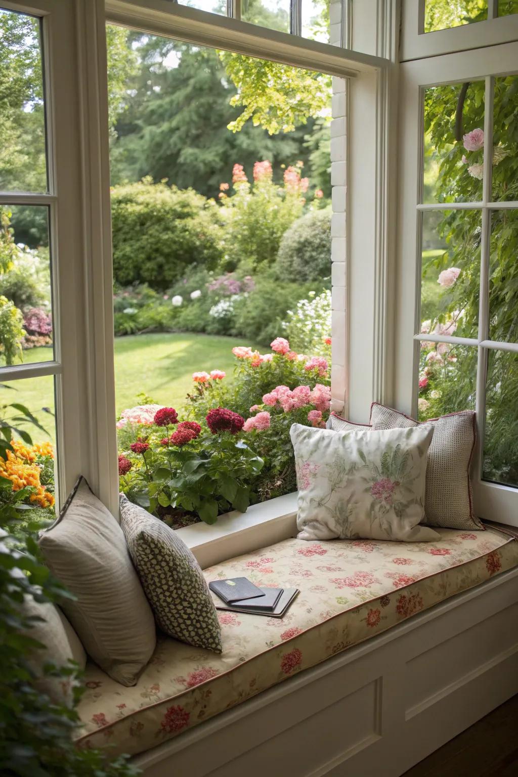Allow the natural light and the garden vista to enrich your reading moments.