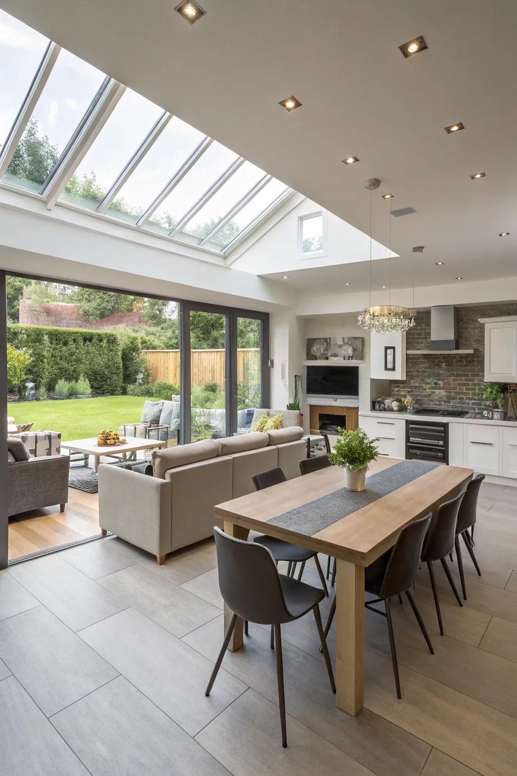 A rear extension that seamlessly integrates living areas, fostering a more interconnected home.