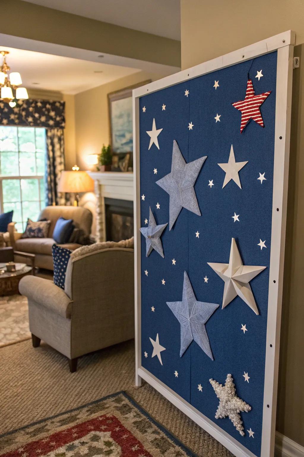 Stars and stripes notice board that embodies the spirit of patriotism.