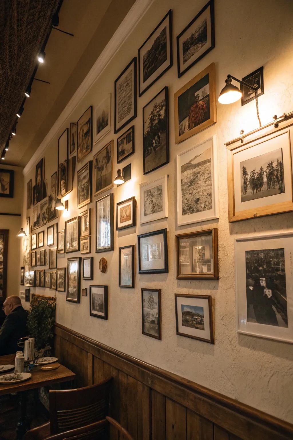 A nostalgic display wall featuring treasured memories.
