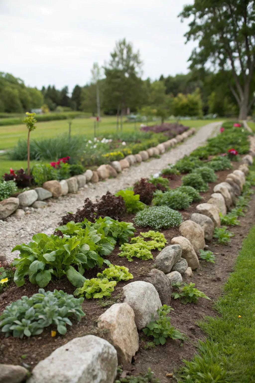 Utilize rocks to demarcate garden areas with gorgeous borders.