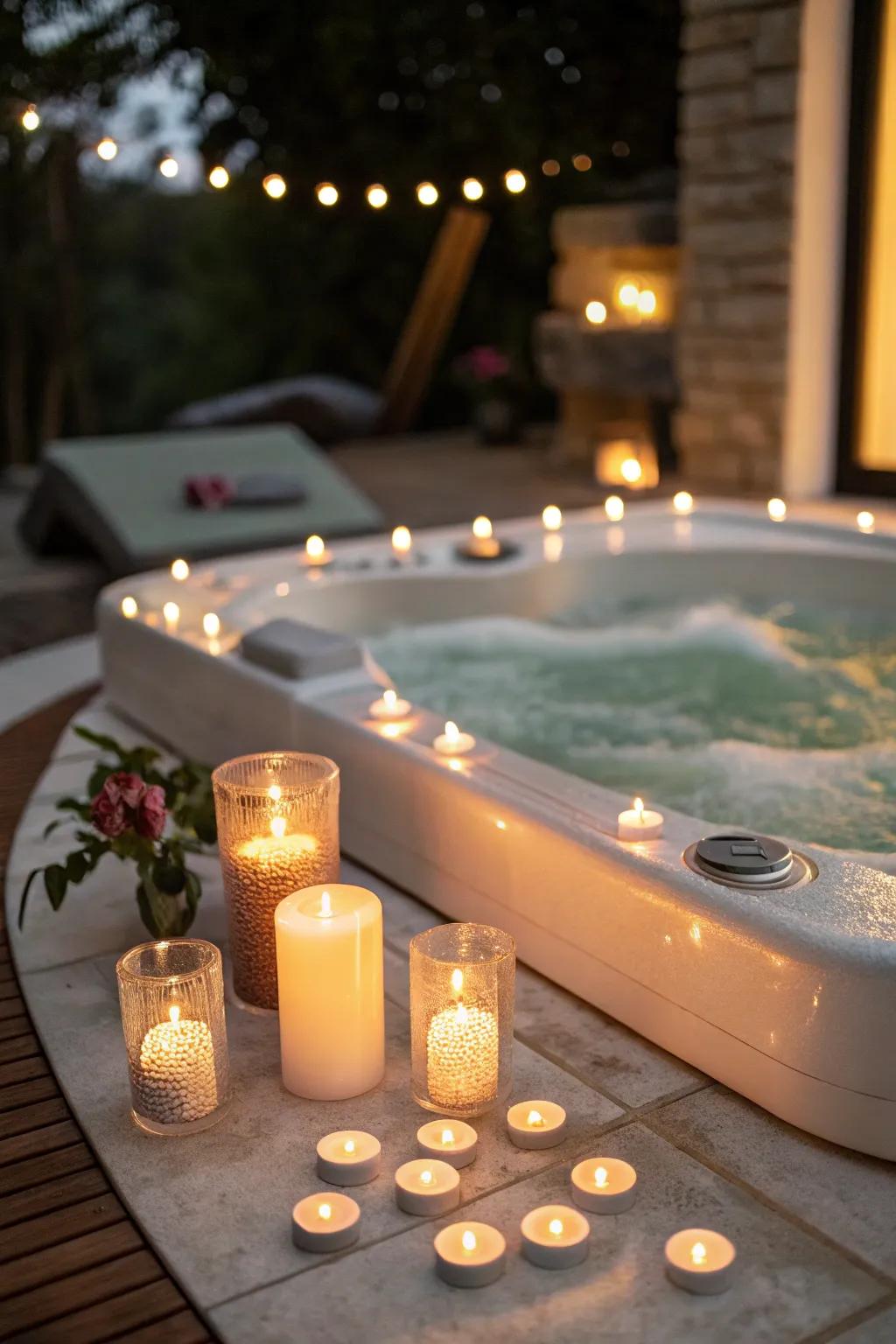 Form an enthralling atmosphere with the comforting glow of candlelight.