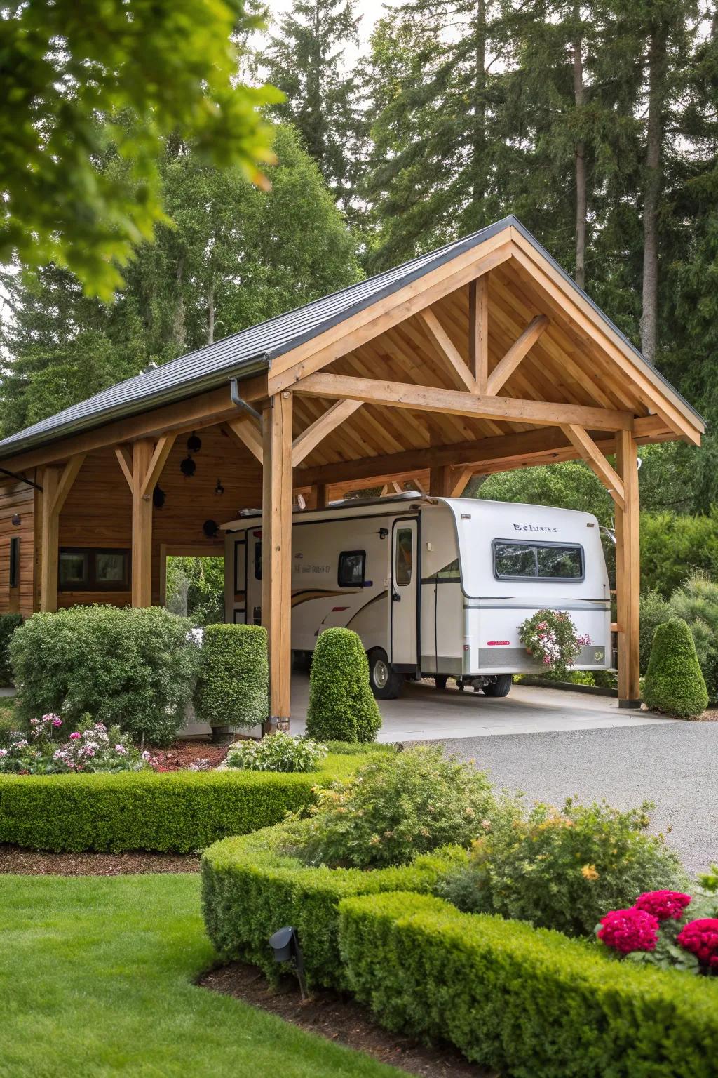 An open-design RV enclosure delivering both protection and convenience.