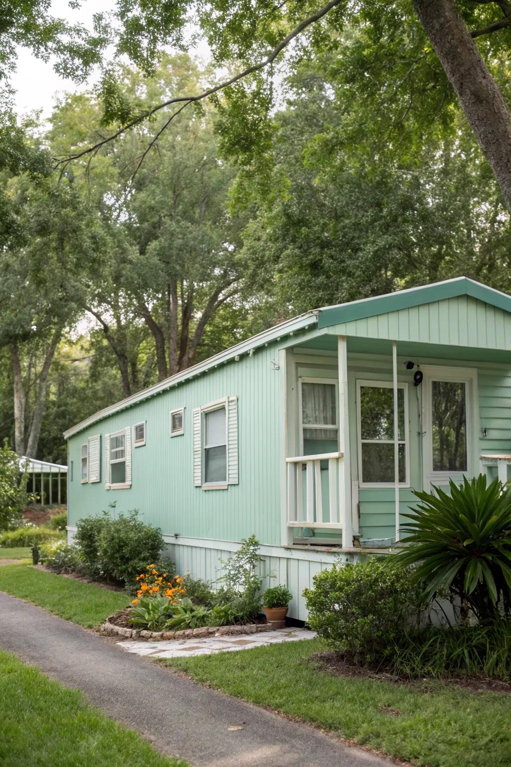 Soft pastels infuse life into your mobile home's facade, delivering a revitalizing and welcoming appearance.