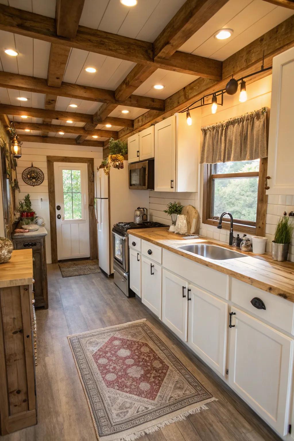 A cozy and attractive cottage-inspired kitchen design.