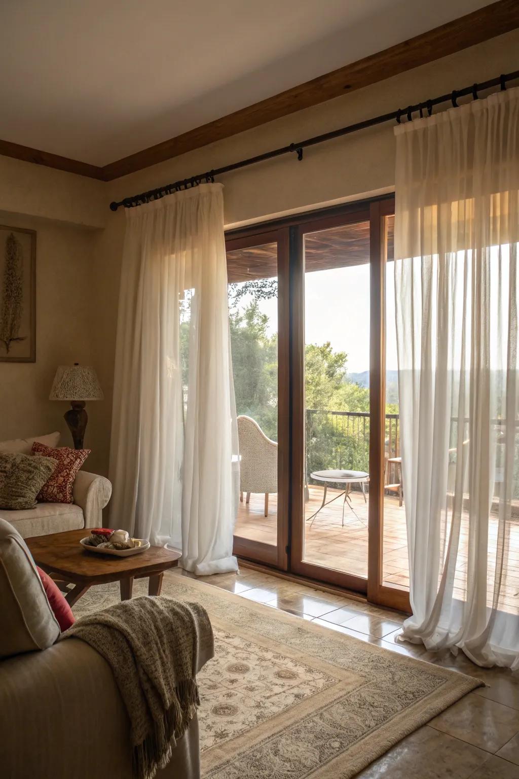 Gossamer curtains introduce a subtle grace while upholding privacy.