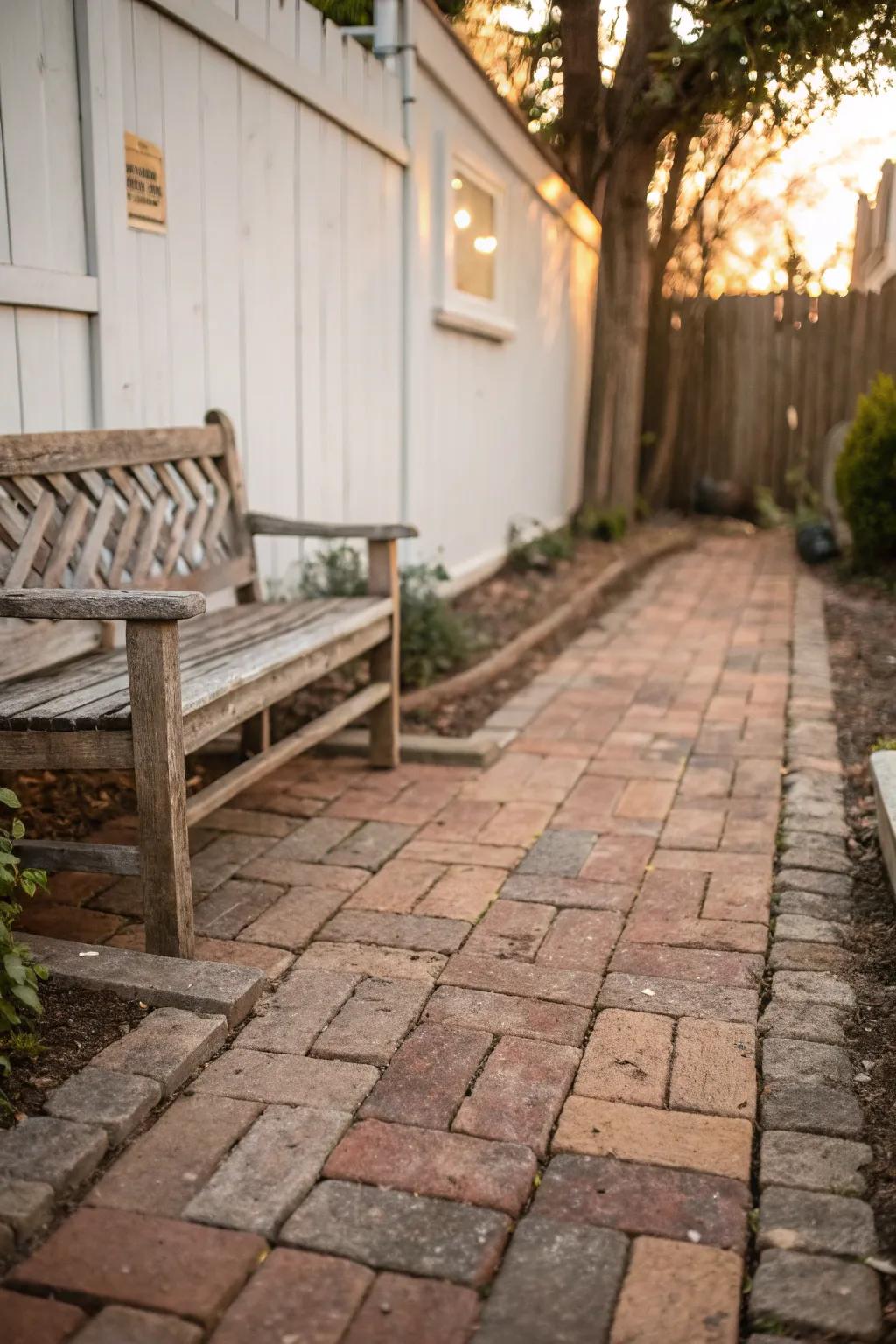 Repurposed bricks provide a rustic charm to smaller patios.