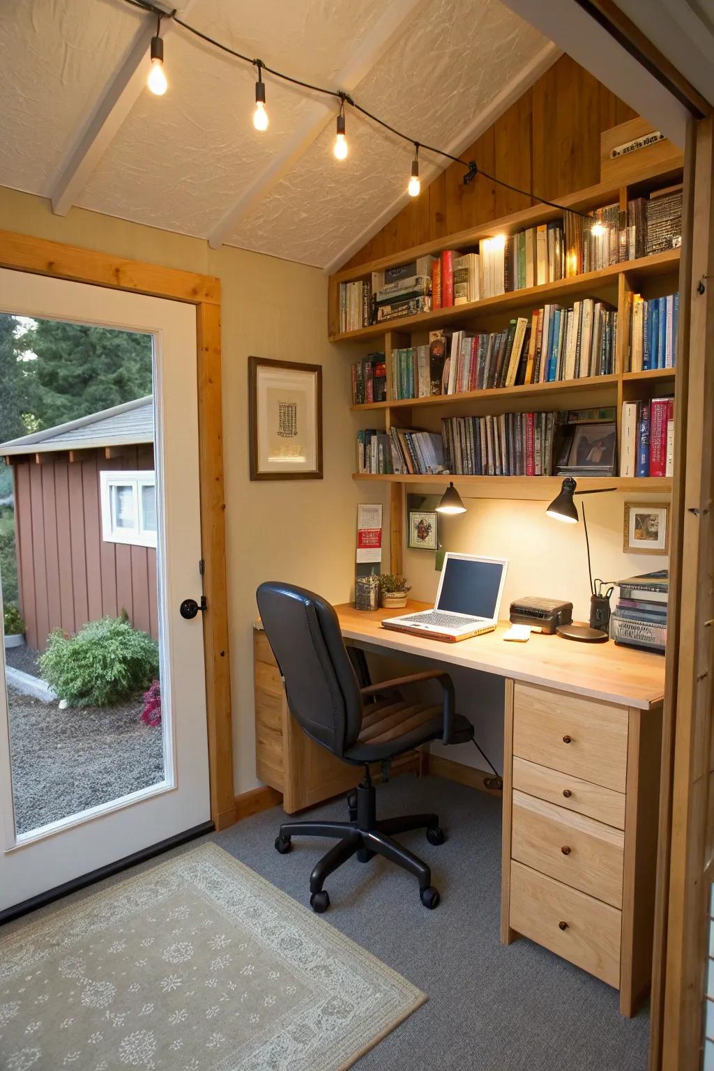 A small garage reimagined as a high-performance home office.