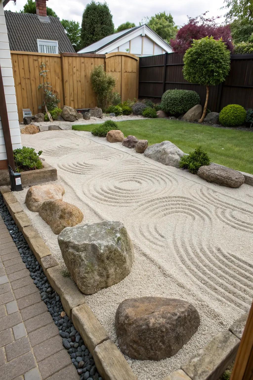 A petite Zen garden fostering a serene environment for introspective moments.