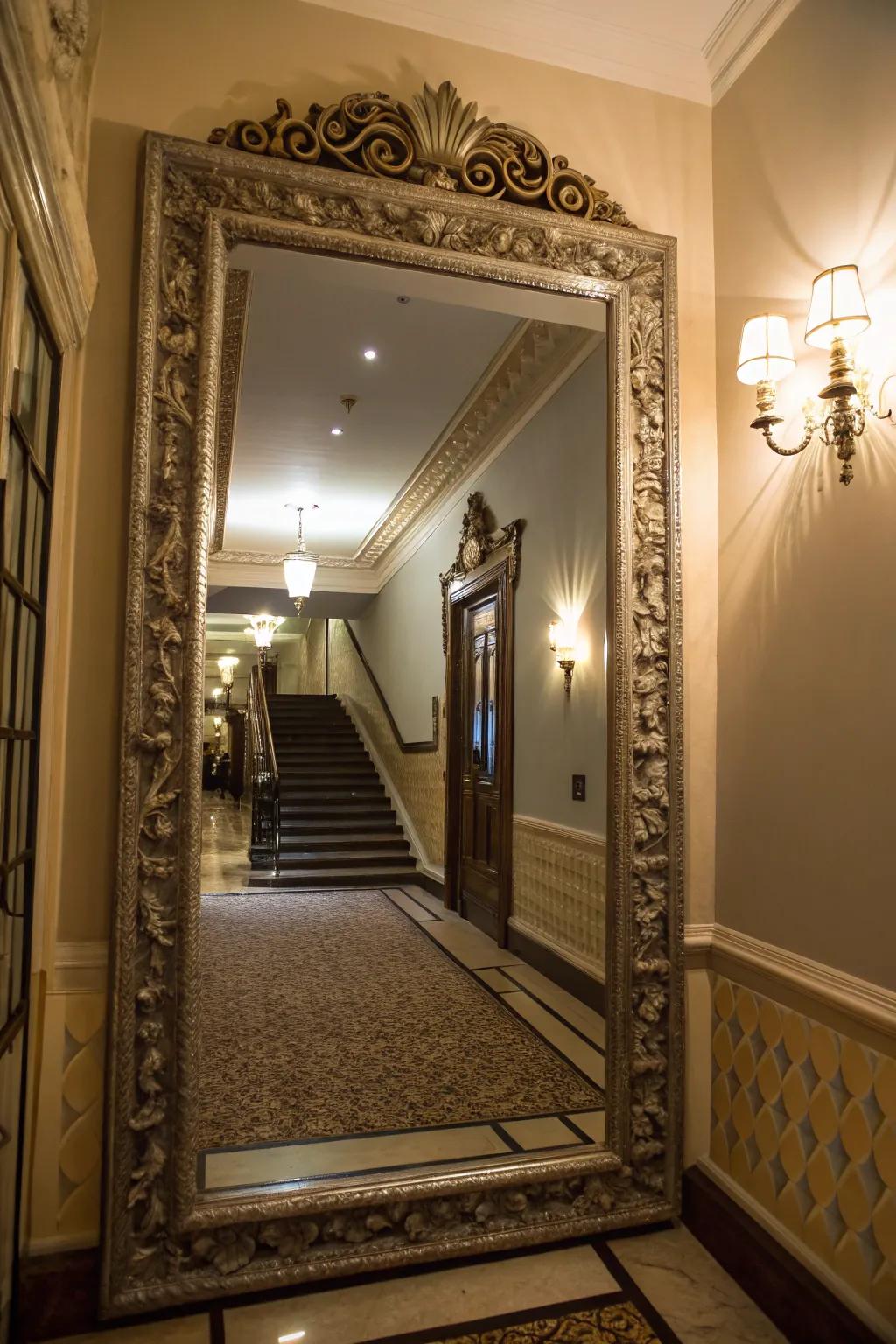 Mirrors can broaden spaces and intensify light, fostering an open, airy feel on compact landings.