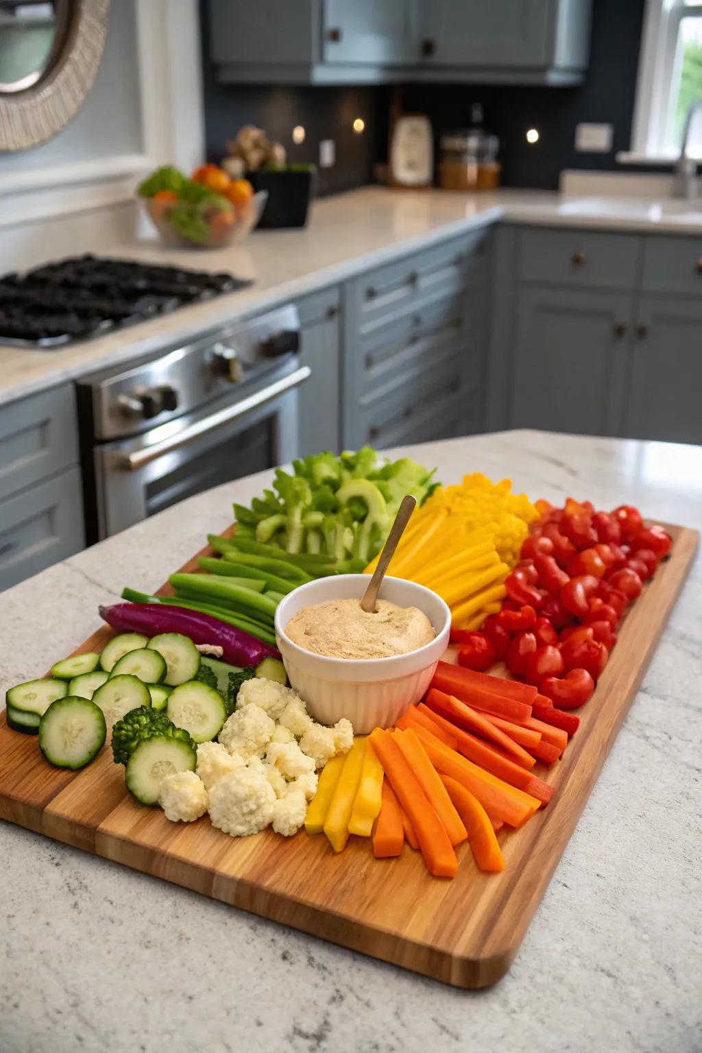 A spectrum vegetable platter that's as delightful as it is visually pleasing.