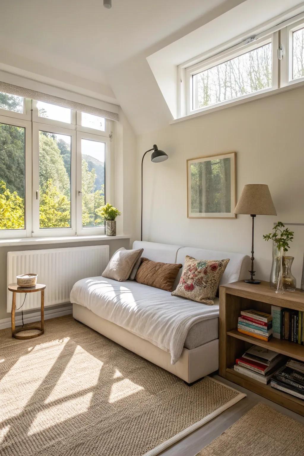 A well-chosen convertible couch can make small spaces feel larger.
